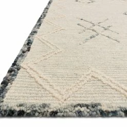 LOLOI LEELA 04 HOOKED WOOL RUG: OCEAN, WHITE