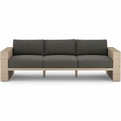 FOUR HANDS LEROY OUTDOOR SOFA: WASHED BROWN TEAK