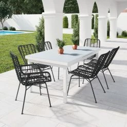 ZUO Outdoor LYON BLACK WICKER DINING CHAIR | SET OF 2