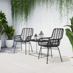 ZUO Outdoor LYON BLACK WICKER DINING CHAIR | SET OF 2