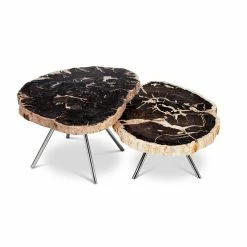 Brand new 🤩 URBIA LASTRA PETRIFIED WOOD NESTING COFFEE TABLES: DARK Furniture 💯 5 URBIA LASTRA PETRIFIED WOOD NESTING COFFEE TABLES: DARK Furniture