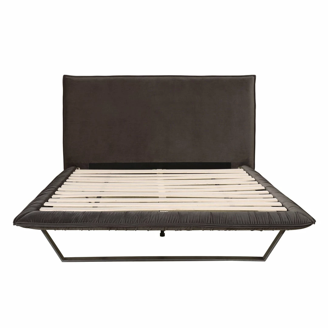 Best deal 🎉 MOES MANILLA GREY VELVET PLATFORM KING BED Furniture ⭐ 4 MOES MANILLA GREY VELVET PLATFORM KING BED Furniture