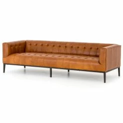 FOUR HANDS MARLIN LEATHER SOFA: MANHATTAN SYCAMORE