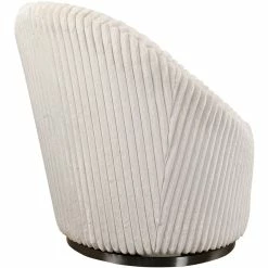 UTTERMOST MINKA FLUTED IVORY SHERPA CHENILLE SWIVEL CHAIR