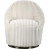 UTTERMOST MINKA FLUTED IVORY SHERPA CHENILLE SWIVEL CHAIR