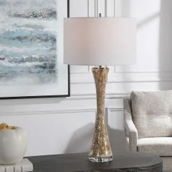 UTTERMOST MOTTLED AMBER GLAZE CERAMIC LAMP