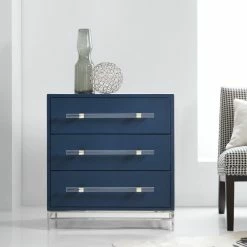 HOOKER LESSON BLUE LEATHER THREE DRAWER CHEST Furniture