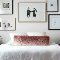 LOLOI Pillows + Poufs DUSTY ROSE HOMBRE FAUX SHERPA PILLOW