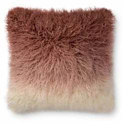 LOLOI Pillows + Poufs DUSTY ROSE HOMBRE FAUX SHERPA PILLOW