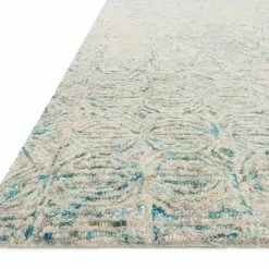 LOLOI PEREGRINE HAND-TUFTED WOOL RUG: AQUA