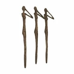 PHILLIPS COLLECTION Wall Sculptures + Decor SEE, SPEAK, HEAR NO EVIL WALL ART RESIN BRONZE, SET OF 3
