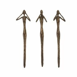 PHILLIPS COLLECTION Wall Sculptures + Decor SEE, SPEAK, HEAR NO EVIL WALL ART RESIN BRONZE, SET OF 3