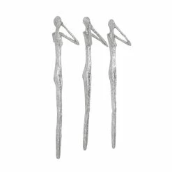 PHILLIPS COLLECTION SEE, SPEAK, HEAR NO EVIL WALL ART RESIN SILVER LEAF, SET OF 3