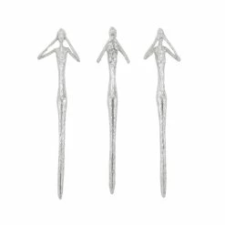 PHILLIPS COLLECTION SEE, SPEAK, HEAR NO EVIL WALL ART RESIN SILVER LEAF, SET OF 3