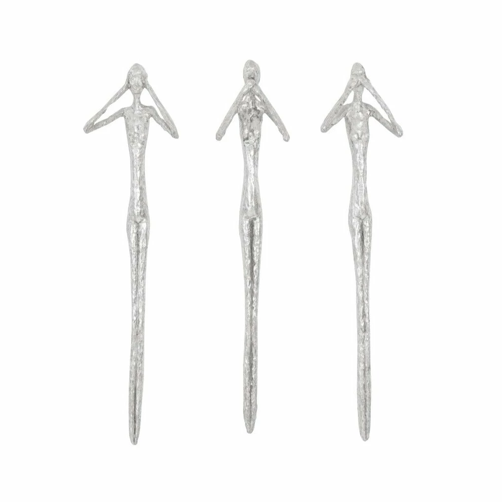 Best Pirce ๐ PHILLIPS COLLECTION SEE, SPEAK, HEAR NO EVIL WALL ART RESIN SILVER LEAF, SET OF 3 ๐ 1 PHILLIPS COLLECTION SEE, SPEAK, HEAR NO EVIL WALL ART RESIN SILVER LEAF, SET OF 3