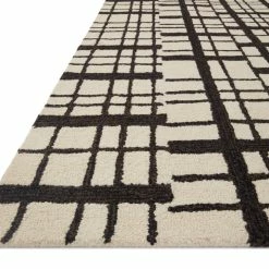 LOLOI POLLY HAND-TUFTED WOOL + JUTE RUG: BLACK, IVORY