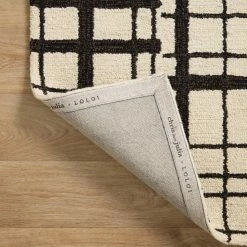 LOLOI POLLY HAND-TUFTED WOOL + JUTE RUG: BLACK, IVORY