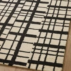 LOLOI POLLY HAND-TUFTED WOOL + JUTE RUG: BLACK, IVORY