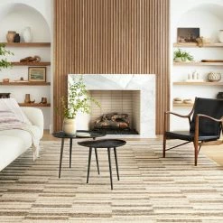 LOLOI POLLY HAND-TUFTED WOOL + JUTE RUG: BEIGE, TOBACCO