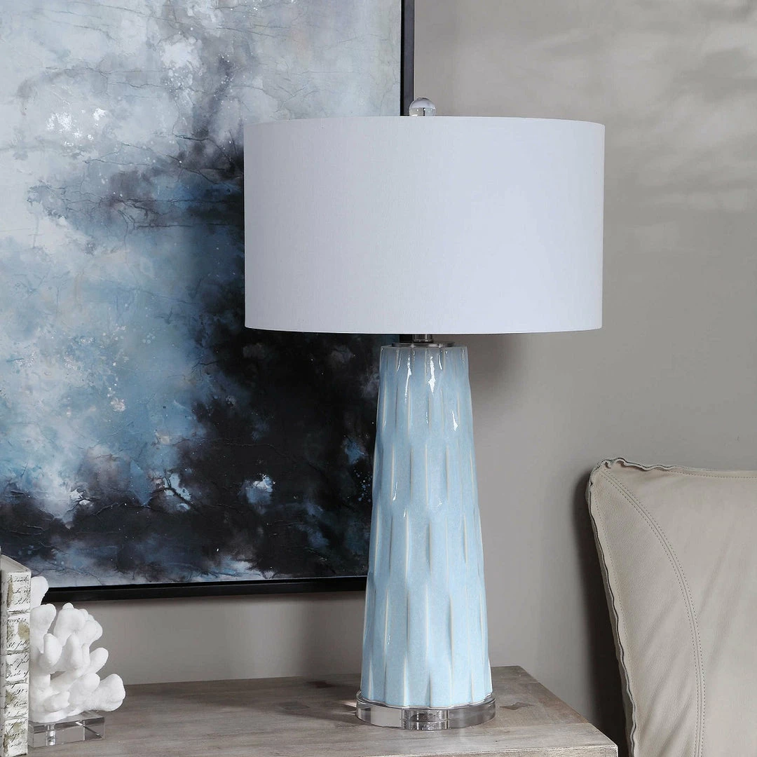 Budget โญ UTTERMOST POWDER BLUE GLAZED CERAMIC TABLE LAMP ๐ 2 UTTERMOST POWDER BLUE GLAZED CERAMIC TABLE LAMP