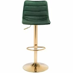 ZUO PRIMA GREEN VELVET + GOLD ADJUSTABLE STOOL Kitchen + Dining