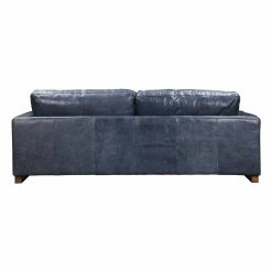 MOES Furniture NIKOLY LEATHER SOFA: MIDNIGHT BLUE