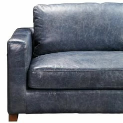 MOES Furniture NIKOLY LEATHER SOFA: MIDNIGHT BLUE