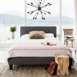 MOES Bedroom ZOEY BED: GRAY LINEN