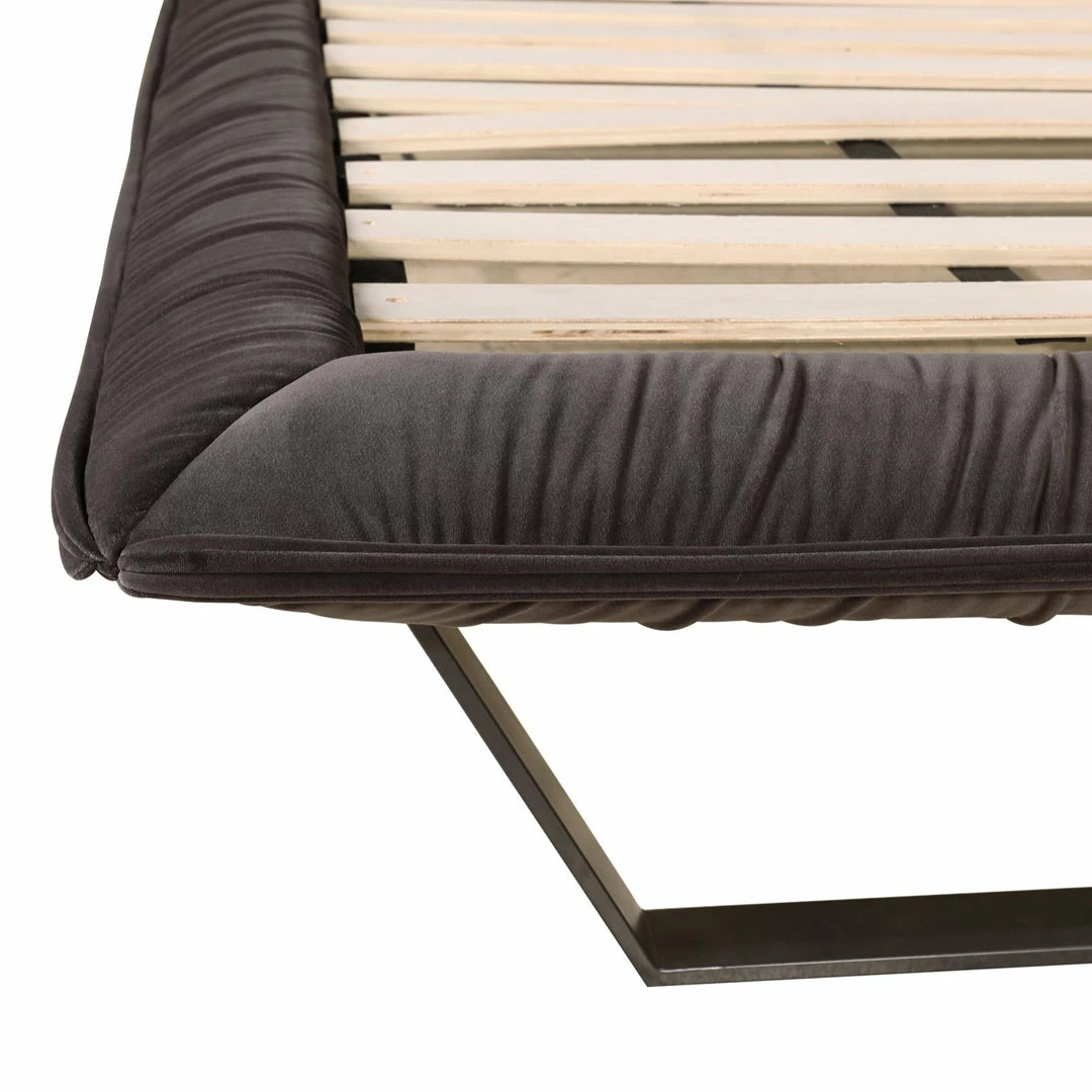 Best deal 🎉 MOES MANILLA GREY VELVET PLATFORM KING BED Furniture ⭐ 6 MOES MANILLA GREY VELVET PLATFORM KING BED Furniture