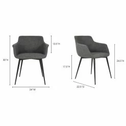 MOES RONDA ARM CHAIR: GREY | SET OF 2
