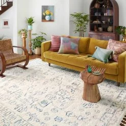 LOLOI RONNIE 01 RUG: IVORY, OCEAN