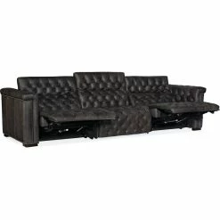 HOOKER SAVION GRANDIER TUFTED LEATHER SOFA: BELLAGIO GRAVEL