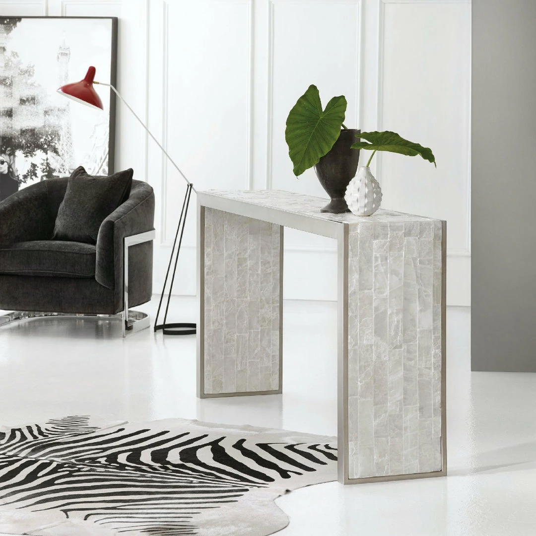 Brand new ๐งจ HOOKER SELENITE STONE INLAY CONSOLE TABLE Furniture ๐ 3 HOOKER SELENITE STONE INLAY CONSOLE TABLE Furniture