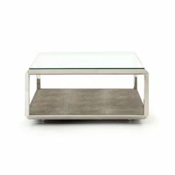 FOUR HANDS SHAGREEN SHADOW BOX COFFEE TABLE: STAINLESS STEEL Furniture