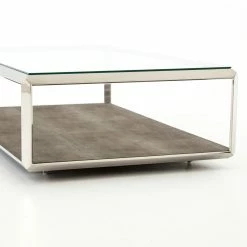 FOUR HANDS SHAGREEN SHADOW BOX COFFEE TABLE: STAINLESS STEEL Furniture