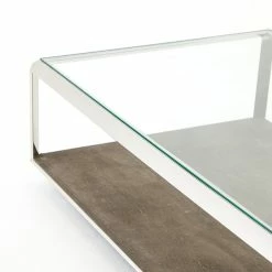 FOUR HANDS SHAGREEN SHADOW BOX COFFEE TABLE: STAINLESS STEEL Furniture