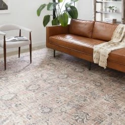 LOLOI EDITH VINTAGE PRINT RUG: GRAY, APRICOT