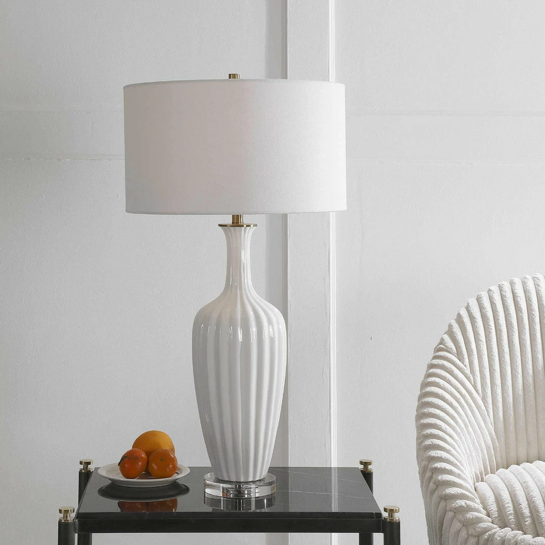 Wholesale 🥰 UTTERMOST STRAUSS GLOSS WHITE CERAMIC TABLE LAMP Lighting 😀 2 UTTERMOST STRAUSS GLOSS WHITE CERAMIC TABLE LAMP Lighting