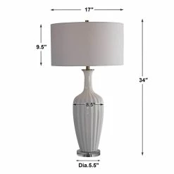 Wholesale 🥰 UTTERMOST STRAUSS GLOSS WHITE CERAMIC TABLE LAMP Lighting 😀 11 UTTERMOST STRAUSS GLOSS WHITE CERAMIC TABLE LAMP Lighting