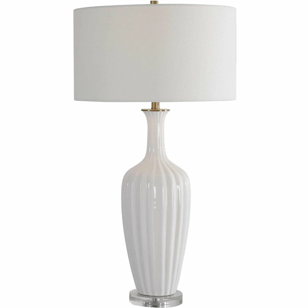 Wholesale 🥰 UTTERMOST STRAUSS GLOSS WHITE CERAMIC TABLE LAMP Lighting 😀 1 UTTERMOST STRAUSS GLOSS WHITE CERAMIC TABLE LAMP Lighting