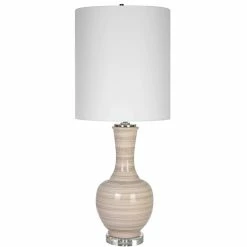UTTERMOST Lighting STRIATED BEIGE CERAMIC TABLE LAMP