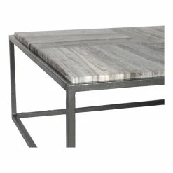MOES SQUARE STRIATED GREY MARBLE TOP COFFEE TABLE