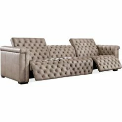 HOOKER Furniture SAVION GRANDIER TUFTED LEATHER SOFA: GIOVANNI TAUPE