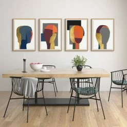 L ART Wall Art "SILHOUETTE" GOLD EMBELLISHED GLASS FRAMED ART SERIES