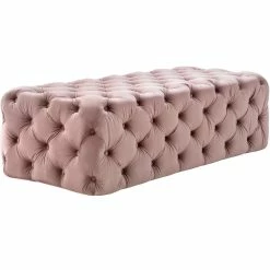 TOV Living Room MONICA TUFTED VELVET COCKTAIL OTTOMAN