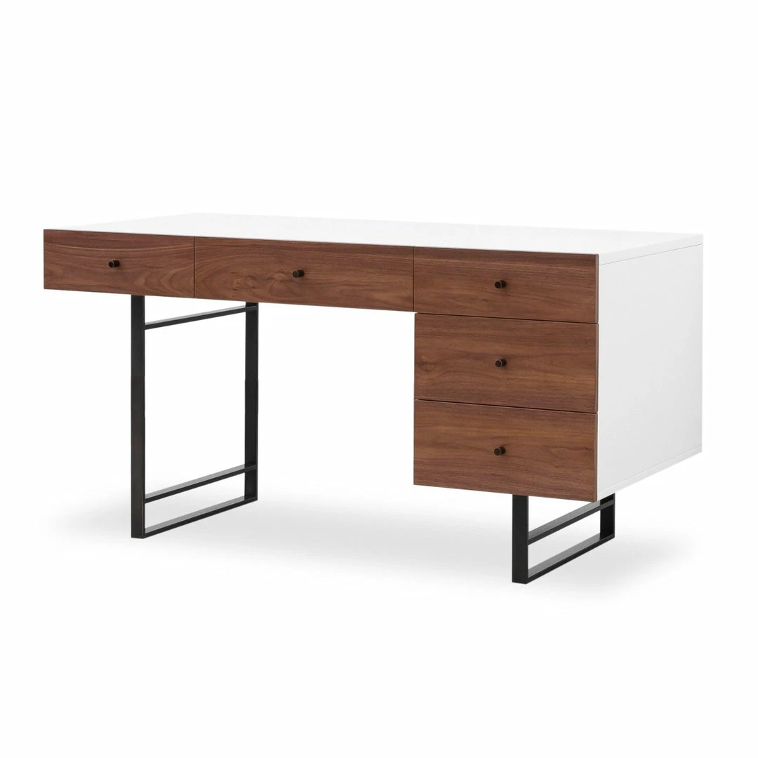 Budget π FOUR HANDS TUCKER WALNUT + WHITE LACQUER DESK Furniture β€οΈ 3 FOUR HANDS TUCKER WALNUT + WHITE LACQUER DESK Furniture