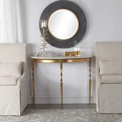 UTTERMOST ZELLA MARBLE TOP DEMILUNE CONSOLE