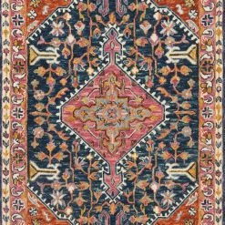 LOLOI ZHARAH 01 HOOKED WOOL RUG: NAVY MULTI