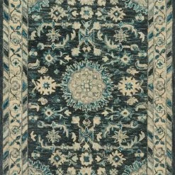 LOLOI ZHARAH 02 HOOKED WOOL RUG: TEAL