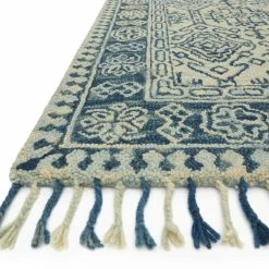 LOLOI ZHARAH 09 HOOKED WOOL RUG: MIST, BLUE